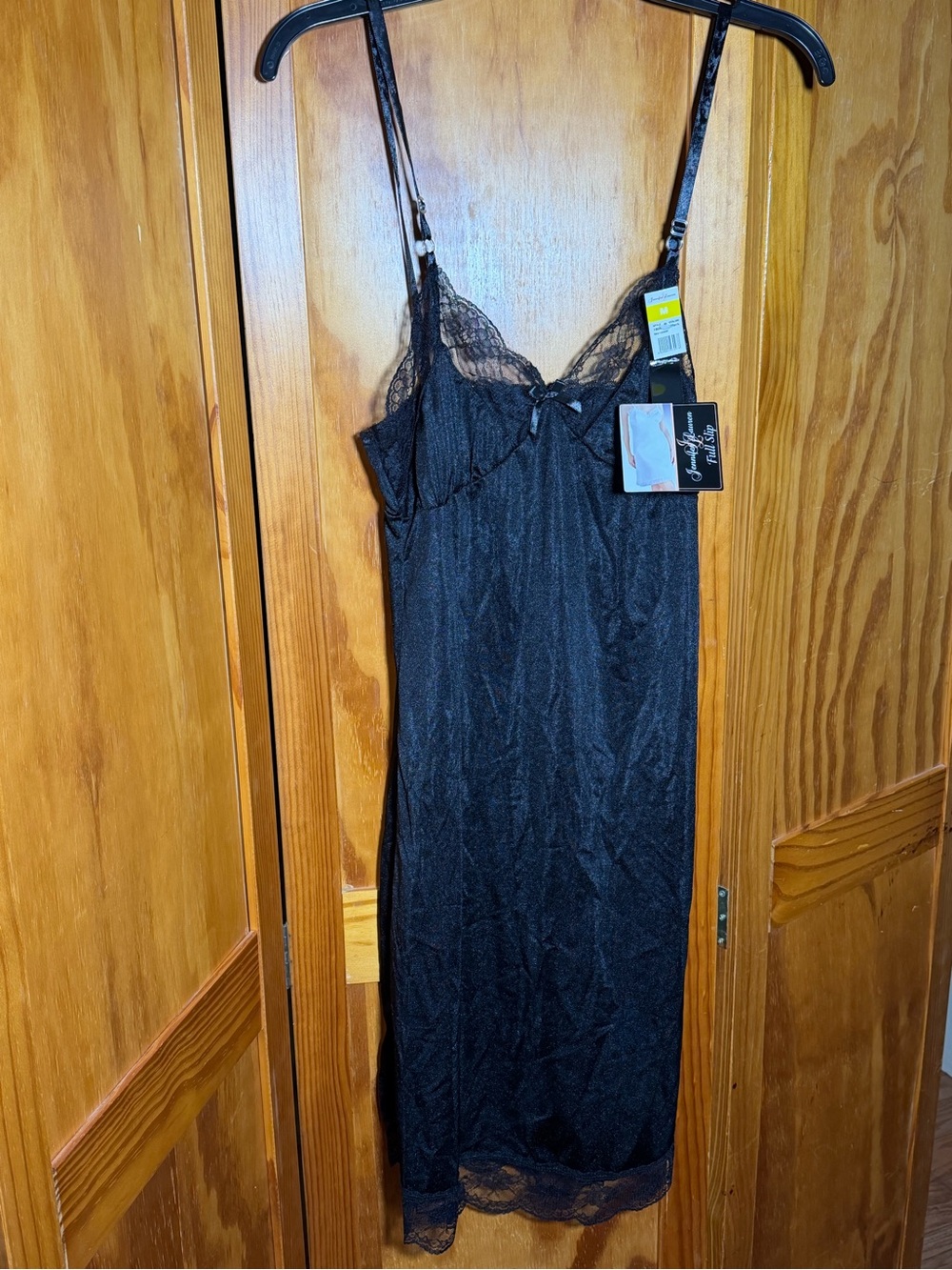 NWT Jennifer Lauren Black Lace Chemise Slip|M|Vamp